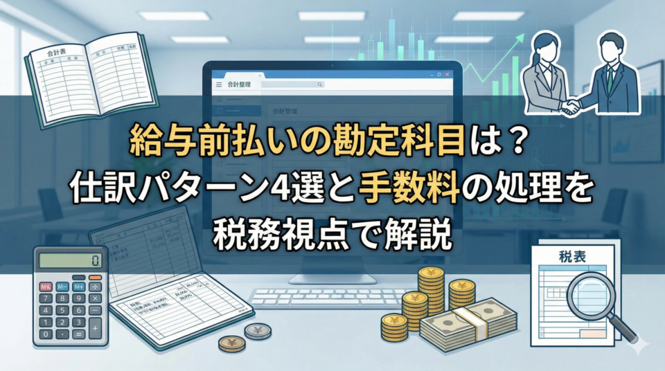 給与前払いの勘定科目は？仕訳パターン4選と手数料の処理を税務視点で解説